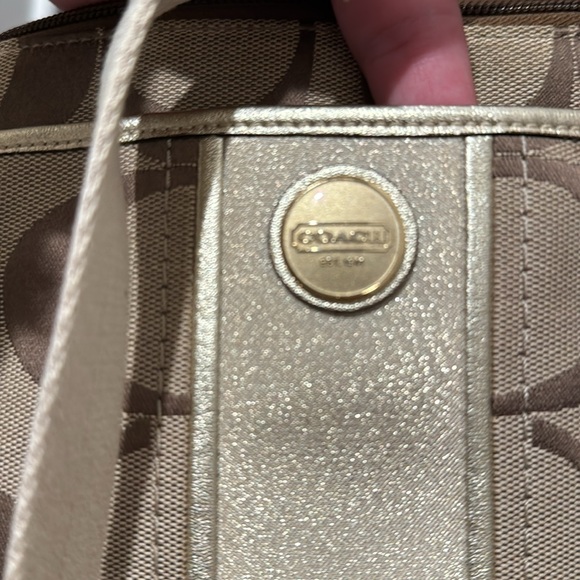 Vintage Signature Tan Gold Stripe Coach Swingback - Picture 11 of 16